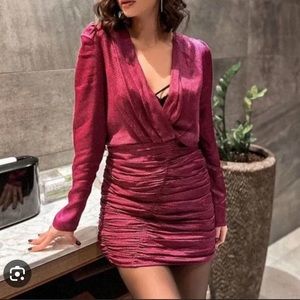 Zara satin pink dress